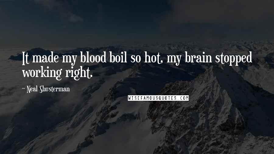 Neal Shusterman Quotes: It made my blood boil so hot, my brain stopped working right.