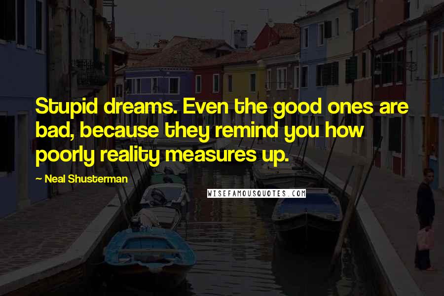 Neal Shusterman Quotes: Stupid dreams. Even the good ones are bad, because they remind you how poorly reality measures up.