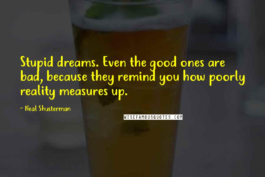 Neal Shusterman Quotes: Stupid dreams. Even the good ones are bad, because they remind you how poorly reality measures up.