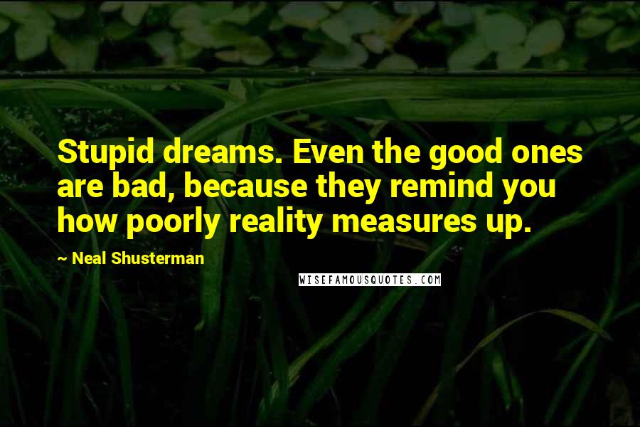 Neal Shusterman Quotes: Stupid dreams. Even the good ones are bad, because they remind you how poorly reality measures up.