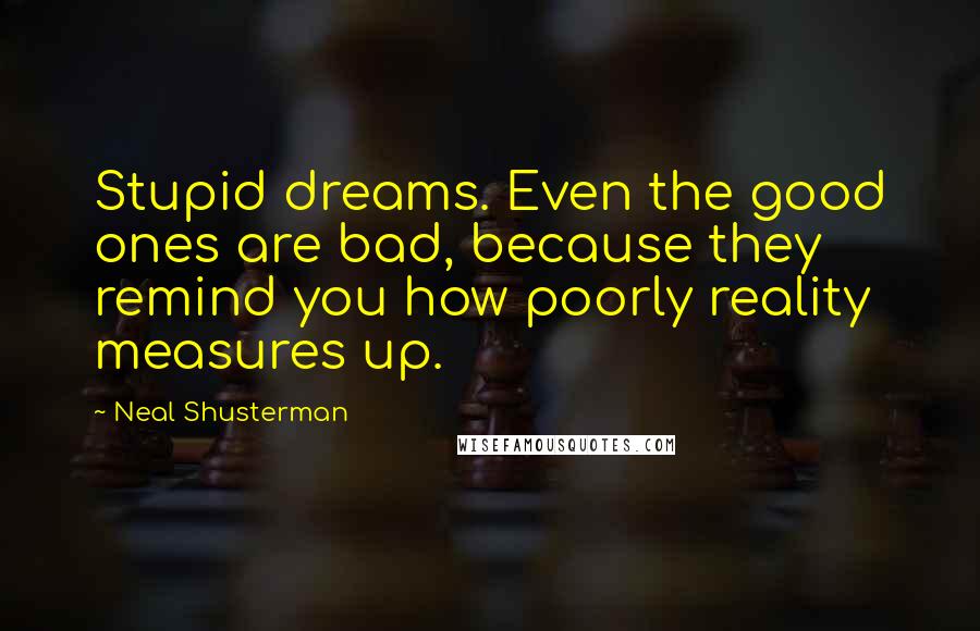 Neal Shusterman Quotes: Stupid dreams. Even the good ones are bad, because they remind you how poorly reality measures up.