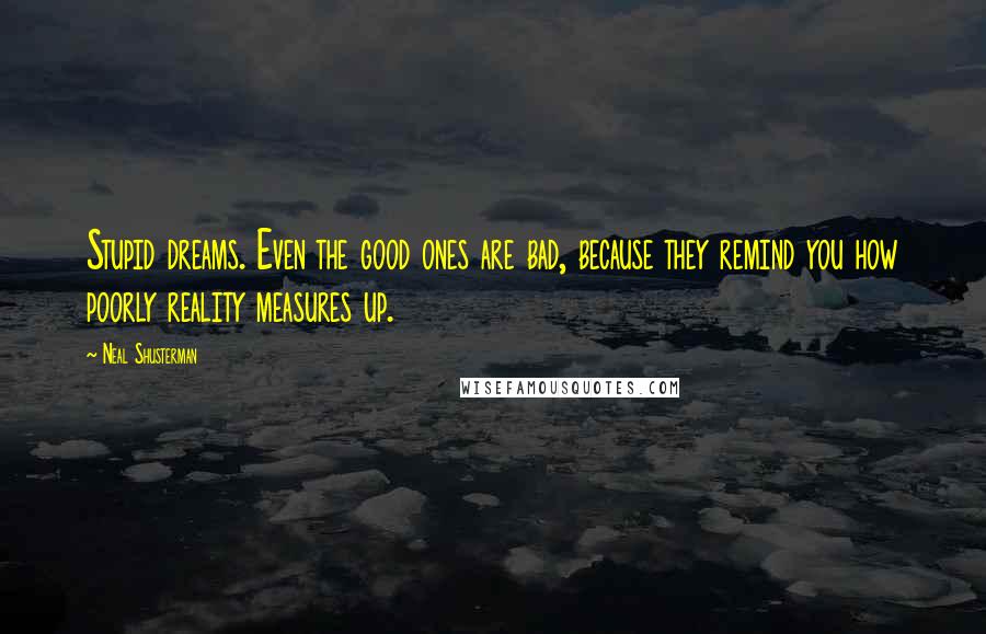 Neal Shusterman Quotes: Stupid dreams. Even the good ones are bad, because they remind you how poorly reality measures up.