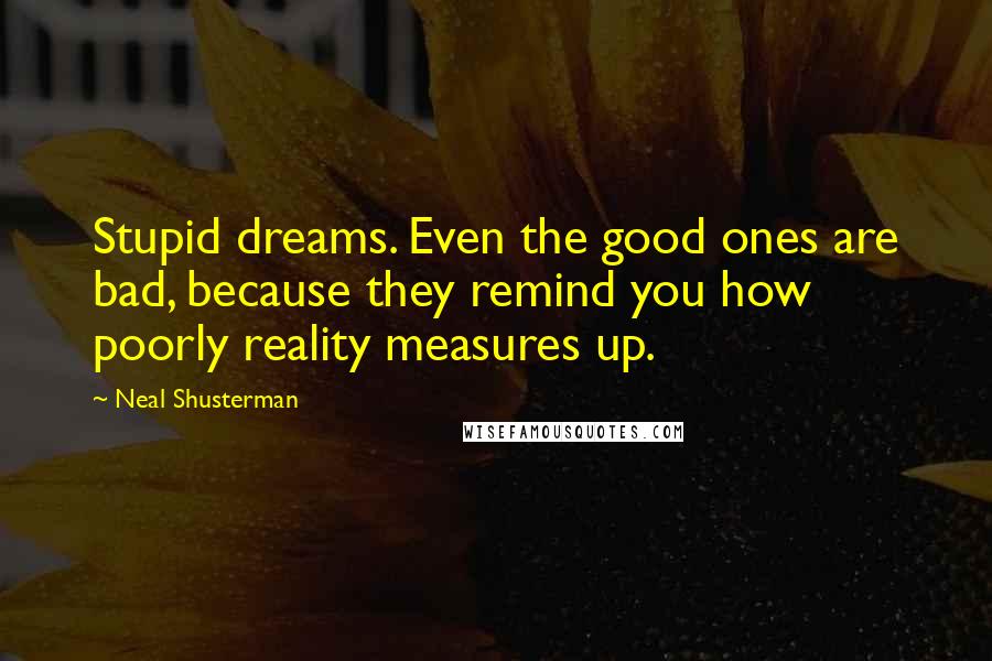 Neal Shusterman Quotes: Stupid dreams. Even the good ones are bad, because they remind you how poorly reality measures up.