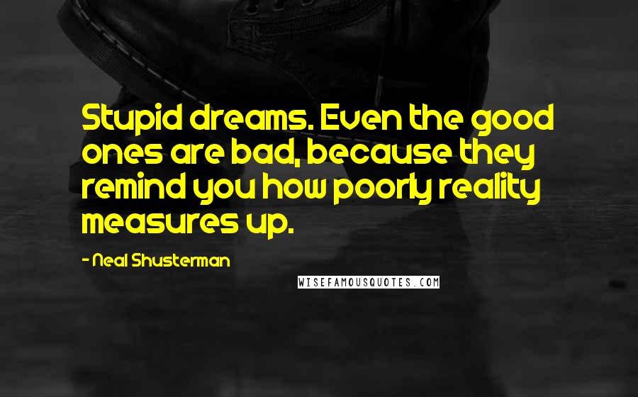 Neal Shusterman Quotes: Stupid dreams. Even the good ones are bad, because they remind you how poorly reality measures up.