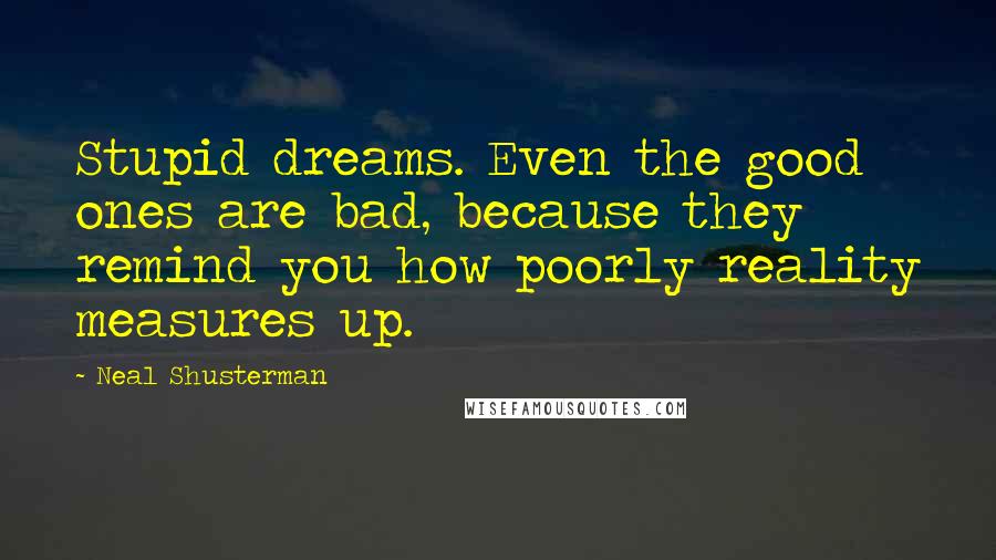 Neal Shusterman Quotes: Stupid dreams. Even the good ones are bad, because they remind you how poorly reality measures up.