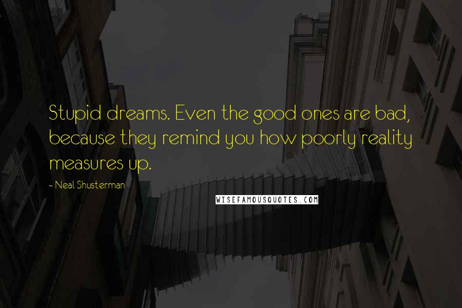 Neal Shusterman Quotes: Stupid dreams. Even the good ones are bad, because they remind you how poorly reality measures up.