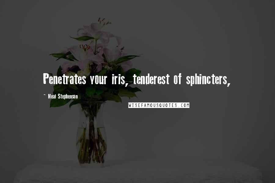 Neal Stephenson Quotes: Penetrates your iris, tenderest of sphincters,