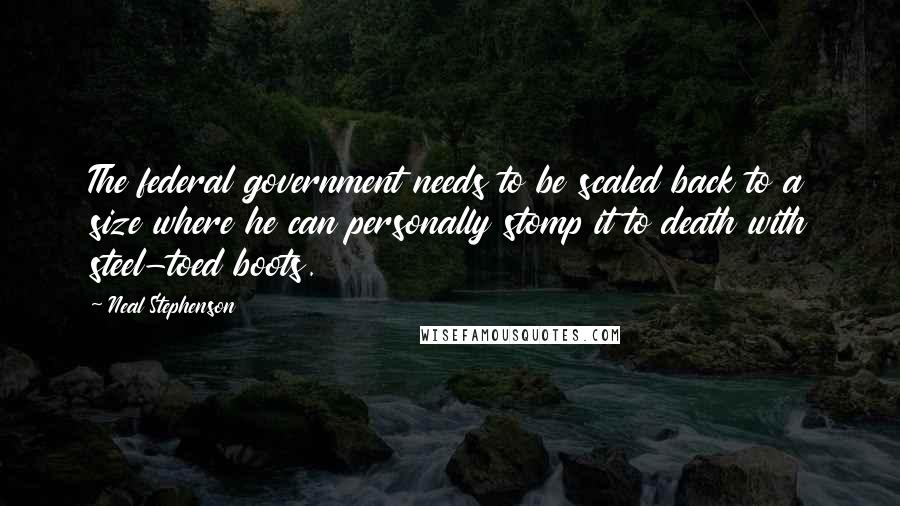Neal Stephenson Quotes: The federal government needs to be scaled back to a size where he can personally stomp it to death with steel-toed boots.