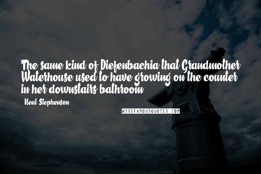 Neal Stephenson Quotes: The same kind of Diefenbachia that Grandmother Waterhouse used to have growing on the counter in her downstairs bathroom.