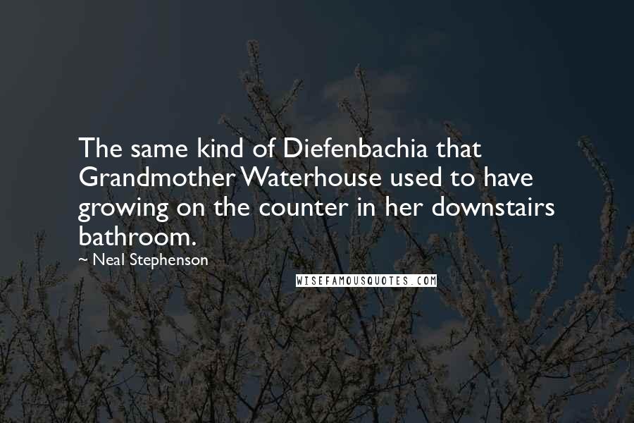 Neal Stephenson Quotes: The same kind of Diefenbachia that Grandmother Waterhouse used to have growing on the counter in her downstairs bathroom.