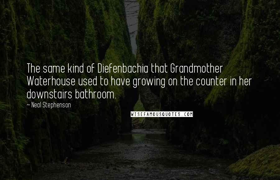 Neal Stephenson Quotes: The same kind of Diefenbachia that Grandmother Waterhouse used to have growing on the counter in her downstairs bathroom.