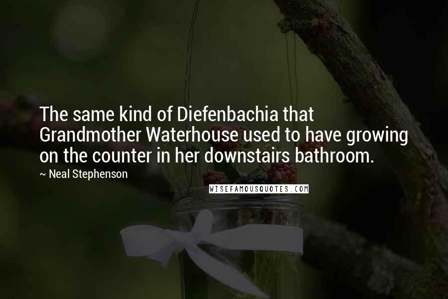 Neal Stephenson Quotes: The same kind of Diefenbachia that Grandmother Waterhouse used to have growing on the counter in her downstairs bathroom.