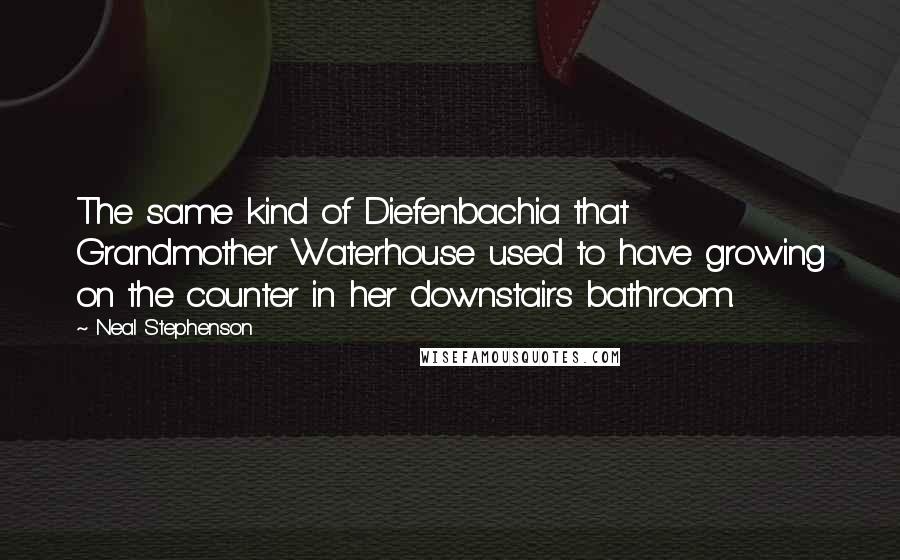 Neal Stephenson Quotes: The same kind of Diefenbachia that Grandmother Waterhouse used to have growing on the counter in her downstairs bathroom.