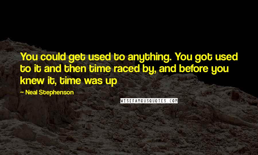 Neal Stephenson Quotes: You could get used to anything. You got used to it and then time raced by, and before you knew it, time was up