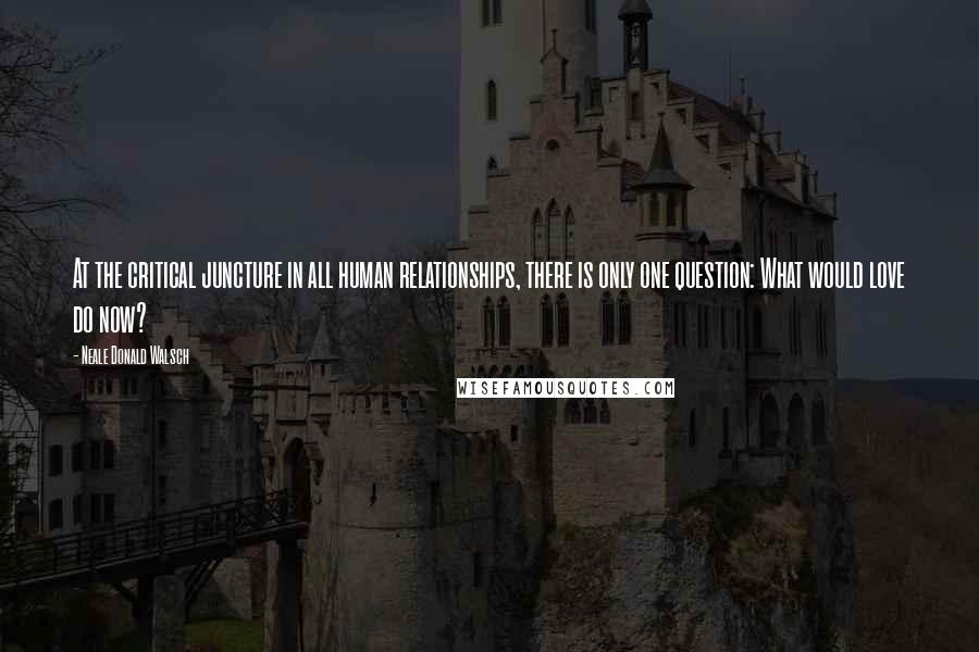 Neale Donald Walsch Quotes: At the critical juncture in all human relationships, there is only one question: What would love do now?