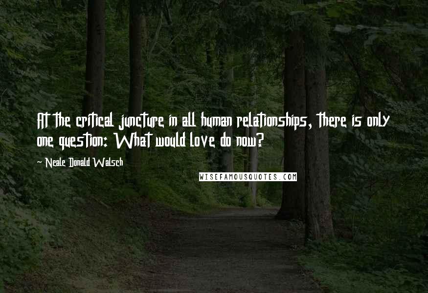 Neale Donald Walsch Quotes: At the critical juncture in all human relationships, there is only one question: What would love do now?