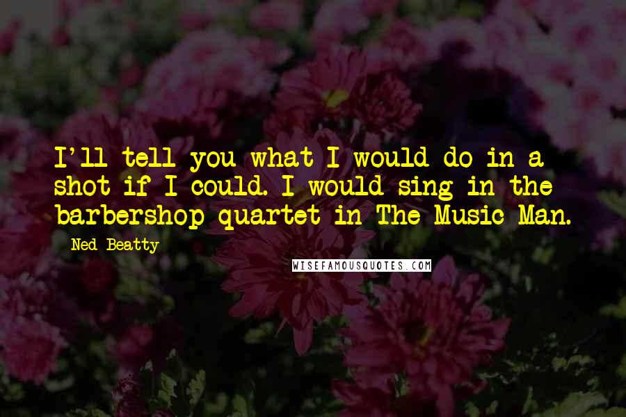 Ned Beatty Quotes: I'll tell you what I would do in a shot if I could. I would sing in the barbershop quartet in The Music Man.