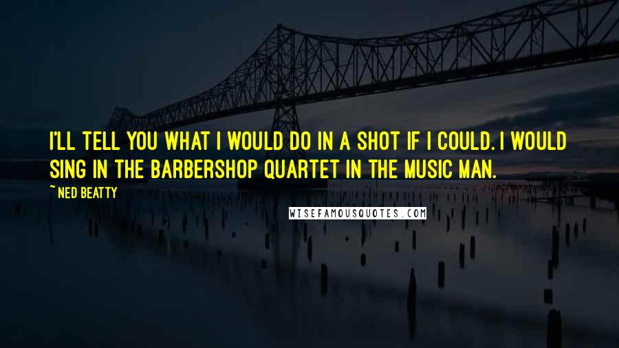 Ned Beatty Quotes: I'll tell you what I would do in a shot if I could. I would sing in the barbershop quartet in The Music Man.