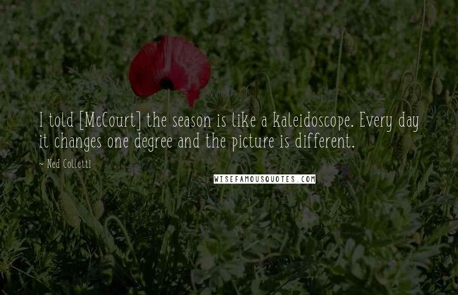 Ned Colletti Quotes: I told [McCourt] the season is like a kaleidoscope. Every day it changes one degree and the picture is different.