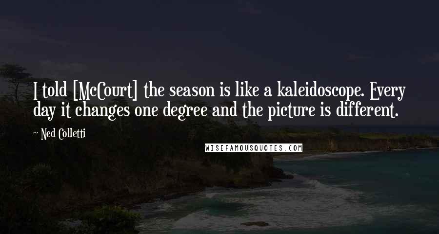 Ned Colletti Quotes: I told [McCourt] the season is like a kaleidoscope. Every day it changes one degree and the picture is different.