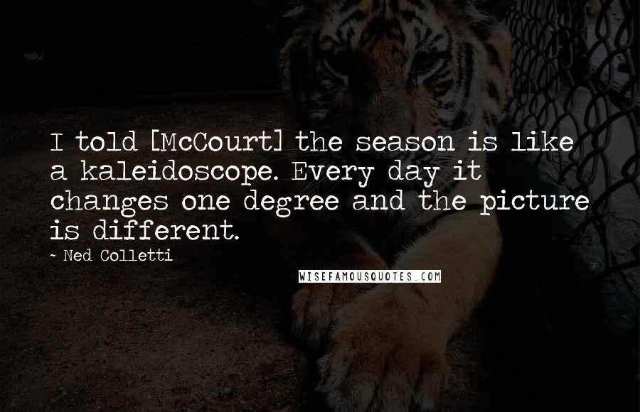 Ned Colletti Quotes: I told [McCourt] the season is like a kaleidoscope. Every day it changes one degree and the picture is different.