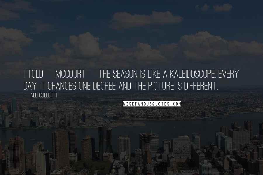 Ned Colletti Quotes: I told [McCourt] the season is like a kaleidoscope. Every day it changes one degree and the picture is different.