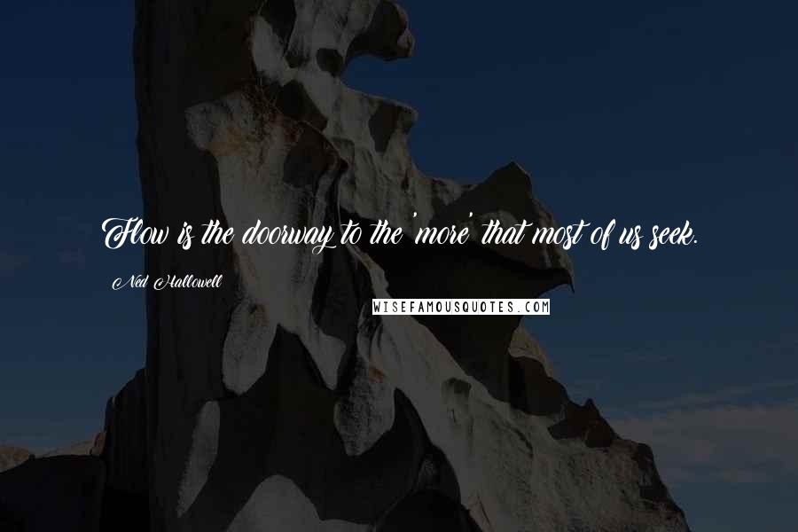 Ned Hallowell Quotes: Flow is the doorway to the 'more' that most of us seek.