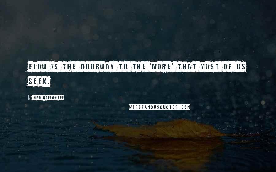 Ned Hallowell Quotes: Flow is the doorway to the 'more' that most of us seek.