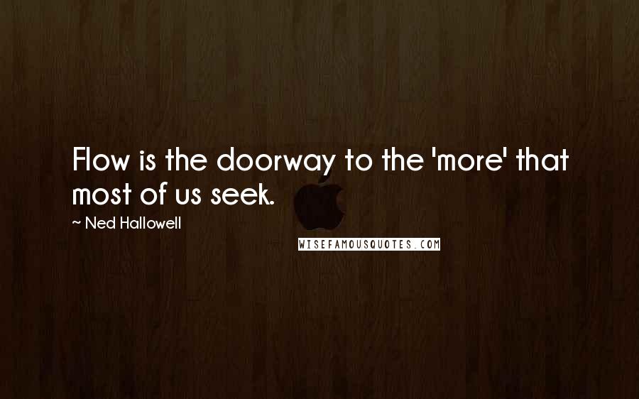 Ned Hallowell Quotes: Flow is the doorway to the 'more' that most of us seek.