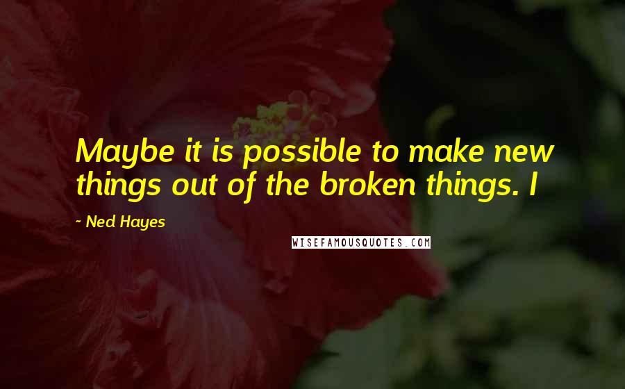 Ned Hayes Quotes: Maybe it is possible to make new things out of the broken things. I