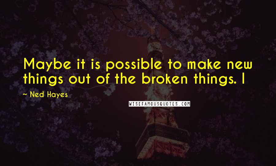 Ned Hayes Quotes: Maybe it is possible to make new things out of the broken things. I