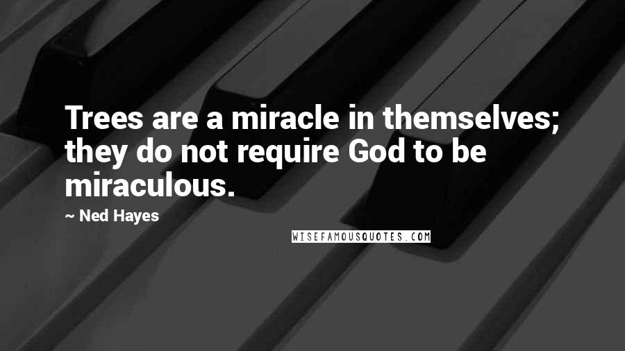 Ned Hayes Quotes: Trees are a miracle in themselves; they do not require God to be miraculous.