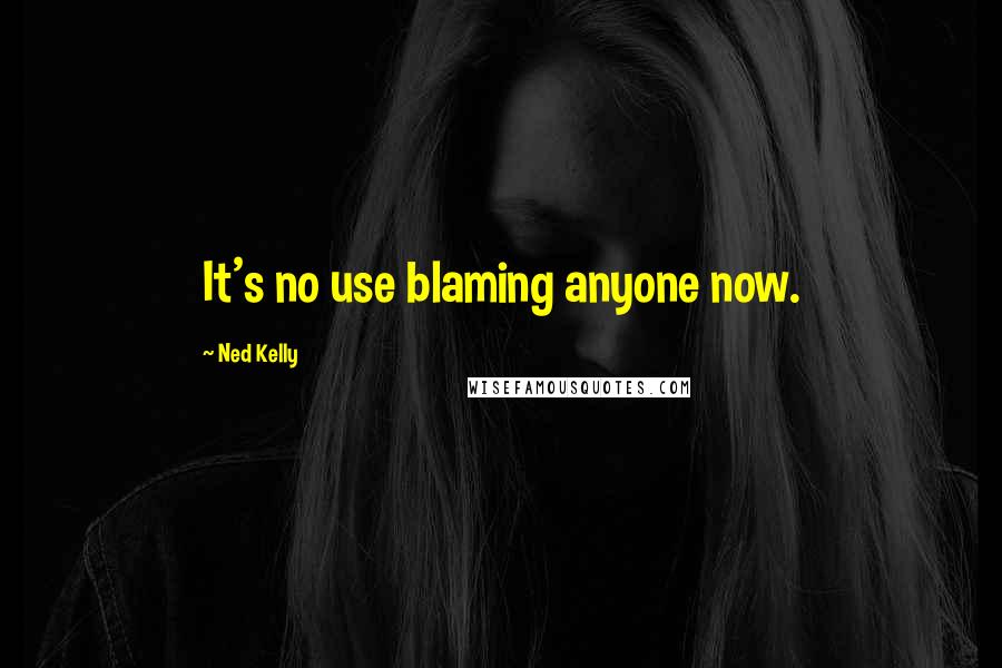 Ned Kelly Quotes: It's no use blaming anyone now.