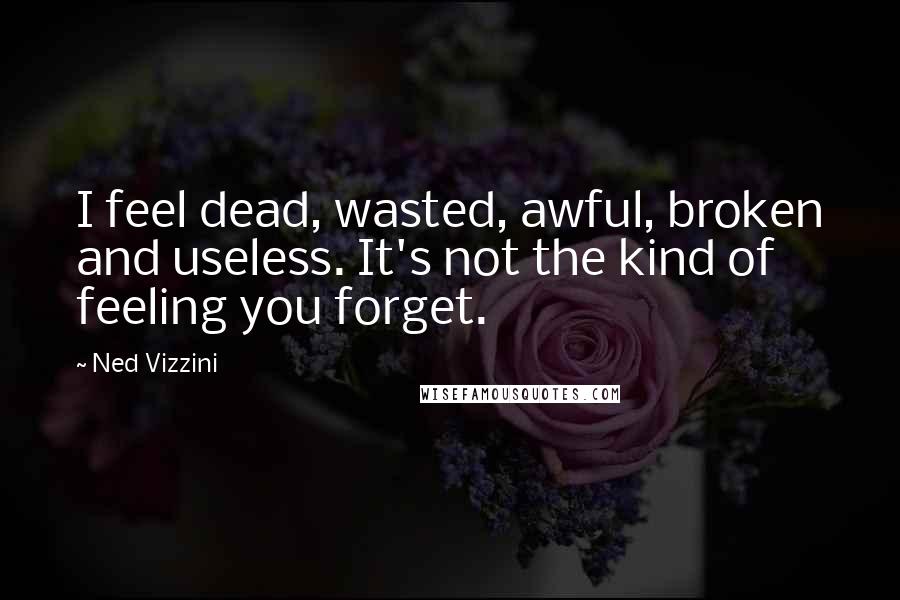 Ned Vizzini Quotes: I feel dead, wasted, awful, broken and useless. It's not the kind of feeling you forget.