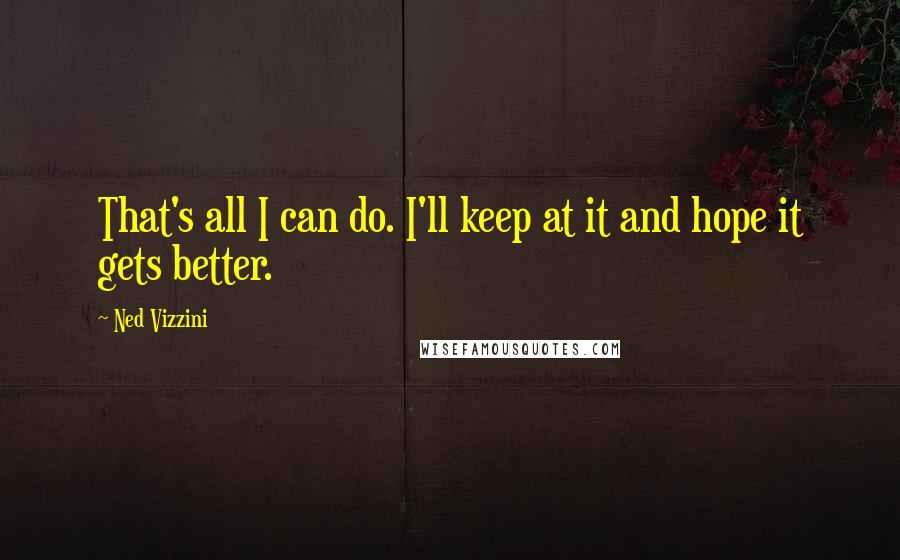 Ned Vizzini Quotes: That's all I can do. I'll keep at it and hope it gets better.