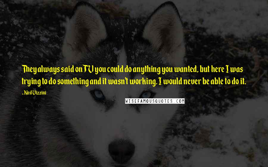 Ned Vizzini Quotes: They always said on TV you could do anything you wanted, but here I was trying to do something and it wasn't working. I would never be able to do it.