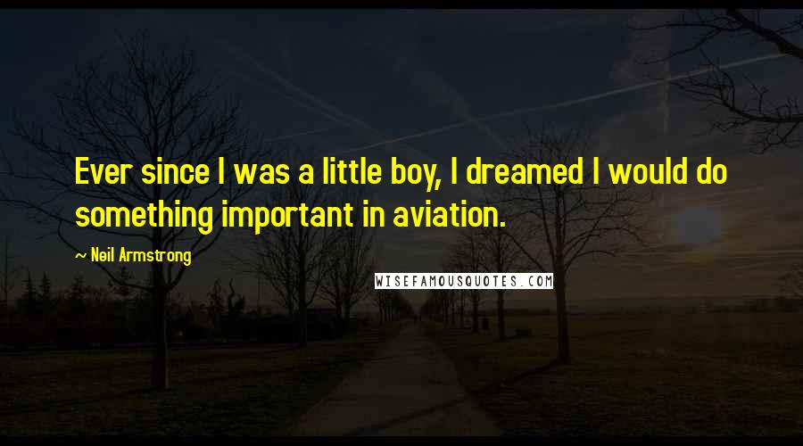 Neil Armstrong Quotes: Ever since I was a little boy, I dreamed I would do something important in aviation.