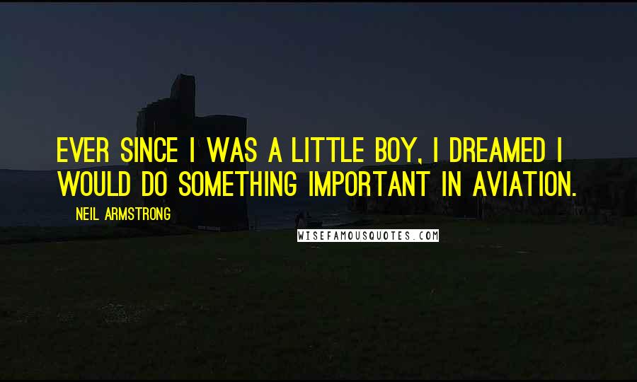 Neil Armstrong Quotes: Ever since I was a little boy, I dreamed I would do something important in aviation.