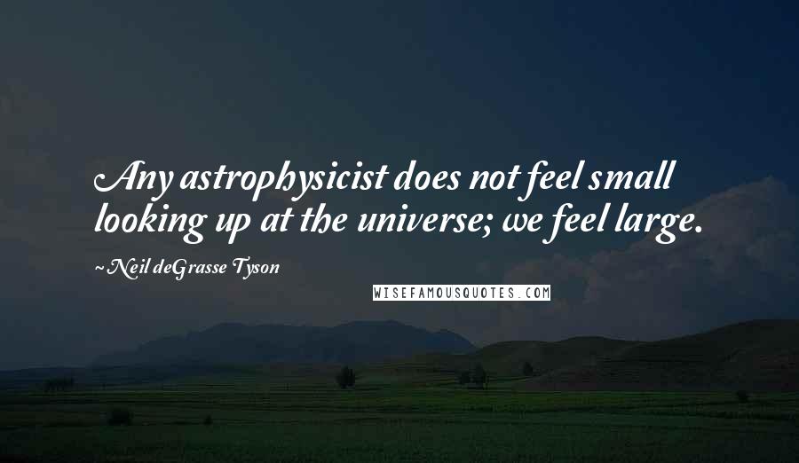 Neil DeGrasse Tyson Quotes: Any astrophysicist does not feel small looking up at the universe; we feel large.