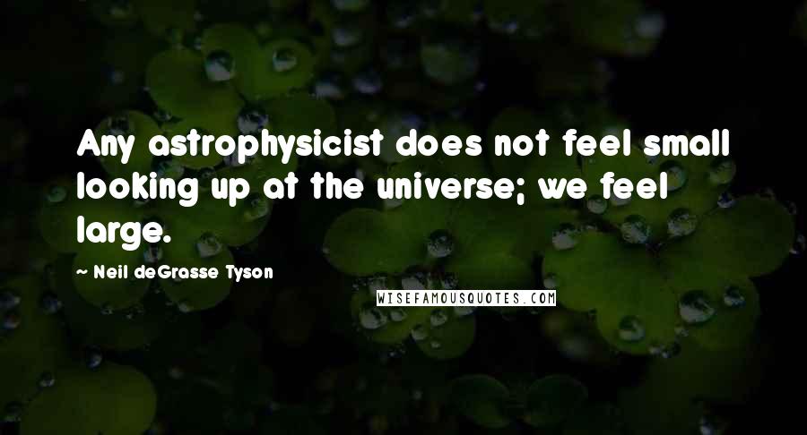 Neil DeGrasse Tyson Quotes: Any astrophysicist does not feel small looking up at the universe; we feel large.