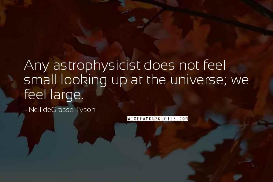 Neil DeGrasse Tyson Quotes: Any astrophysicist does not feel small looking up at the universe; we feel large.