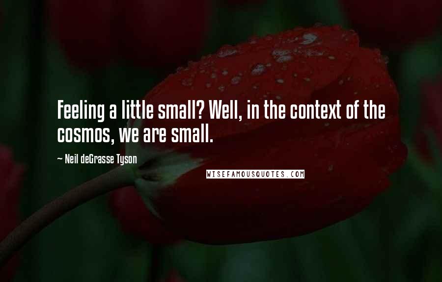 Neil DeGrasse Tyson Quotes: Feeling a little small? Well, in the context of the cosmos, we are small.