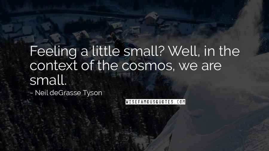 Neil DeGrasse Tyson Quotes: Feeling a little small? Well, in the context of the cosmos, we are small.