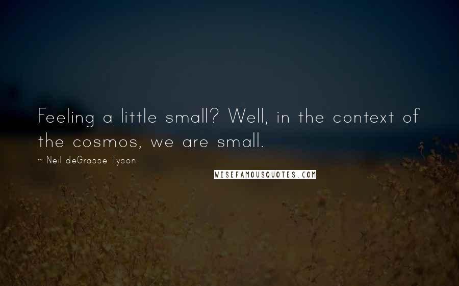 Neil DeGrasse Tyson Quotes: Feeling a little small? Well, in the context of the cosmos, we are small.