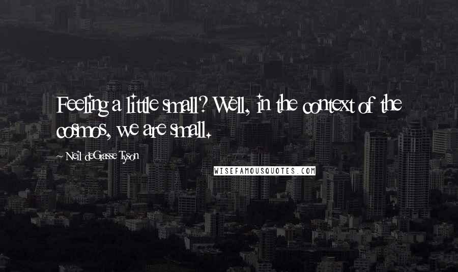 Neil DeGrasse Tyson Quotes: Feeling a little small? Well, in the context of the cosmos, we are small.