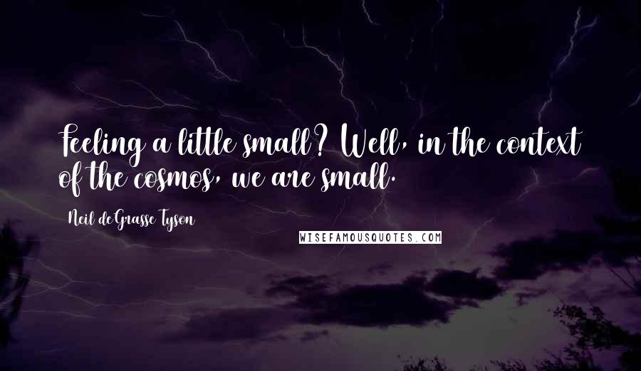 Neil DeGrasse Tyson Quotes: Feeling a little small? Well, in the context of the cosmos, we are small.