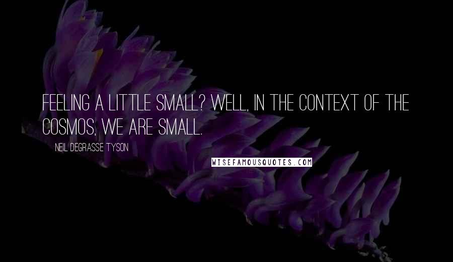 Neil DeGrasse Tyson Quotes: Feeling a little small? Well, in the context of the cosmos, we are small.