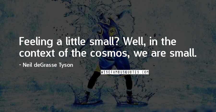 Neil DeGrasse Tyson Quotes: Feeling a little small? Well, in the context of the cosmos, we are small.