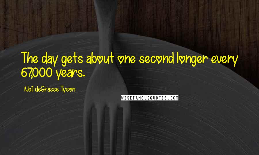 Neil DeGrasse Tyson Quotes: The day gets about one second longer every 67,000 years.