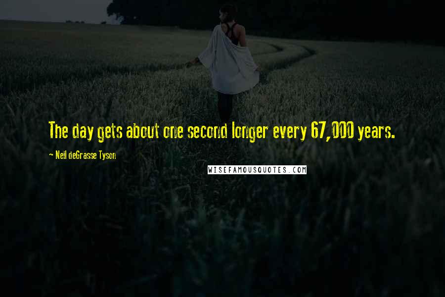 Neil DeGrasse Tyson Quotes: The day gets about one second longer every 67,000 years.